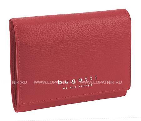 кошелёк женский bugatti linda, красный, натуральная воловья кожа, 12х3х9,5 см 49367916 BUGATTI