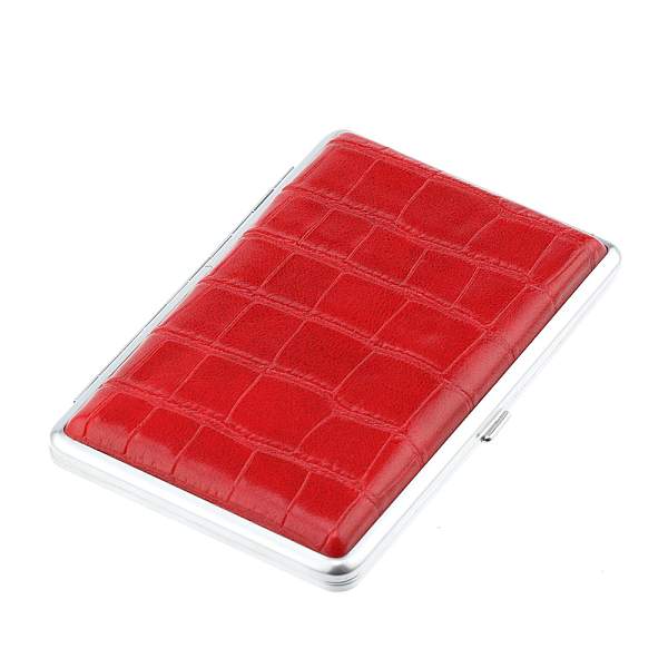 Портсигар S.Quire, нержавеющая сталь, искуственная кожа, красный, 7,4х11,5х1,8 см LSO21-115R-RB S.QUIRE, Артикул: LSO21-115R-RB фото №1