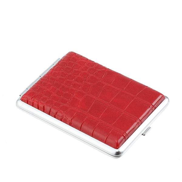 Портсигар S.Quire, нержавеющая сталь, искуственная кожа, красный, 7,4х9,5х1,8 см NSO21-95R-RB S.QUIRE, Артикул: NSO21-95R-RB фото №1