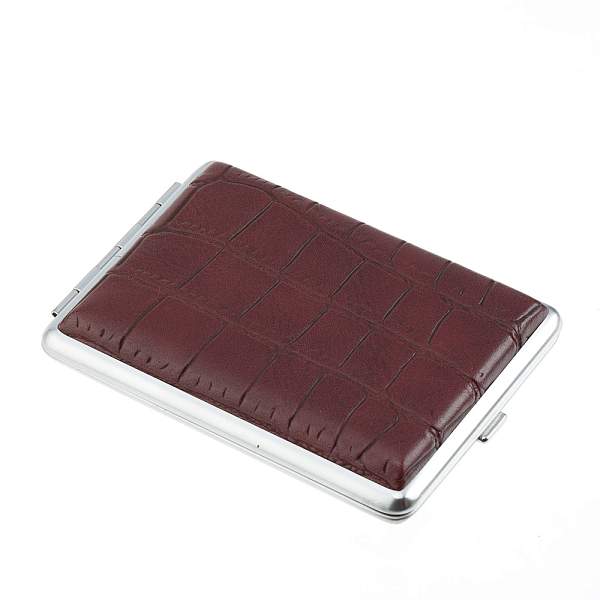 Портсигар S.Quire, нержавеющая сталь, искуственная кожа, бордовый, 7,4х9,5х1,8 мм NSO21-95Bu-RB S.QUIRE, Артикул: NSO21-95Bu-RB фото №1