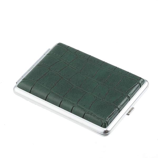 Портсигар S.Quire, нержавеющая сталь, искуственная кожа, тёмно-зелёный, 7,4х9,5х1,8 см NSO21-95DGr-RB S.QUIRE, Артикул: NSO21-95DGr-RB фото №1