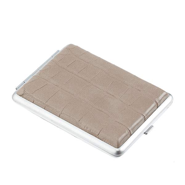 Портсигар S.Quire, нержавеющая сталь, искуственная кожа, серо-бежевый, 7,4х9,5х1,8 см NSO21-95LBg-RB S.QUIRE, Артикул: NSO21-95LBg-RB фото №1