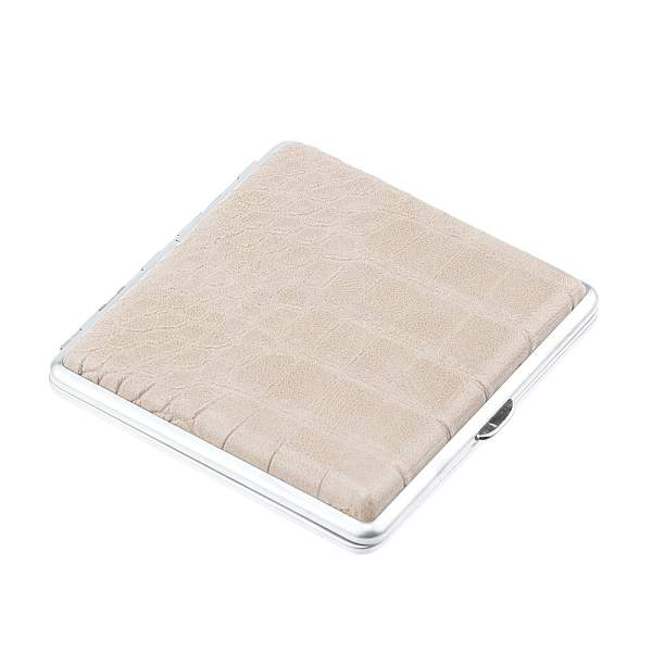 Портсигар S.Quire, нержавеющая сталь, искуственная кожа, серо-бежевый, 9,6х9,3х1,9 см 21-9396BBg-MC S.QUIRE, Артикул: 21-9396BBg-MC фото №1