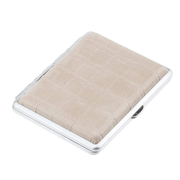 Портсигар S.Quire, нержавеющая сталь, искуственная кожа, серо-бежевый, 7,4х9,5х1,8 см 21-7495BBg-MC S.QUIRE, Артикул: 21-7495BBg-MC фото №1