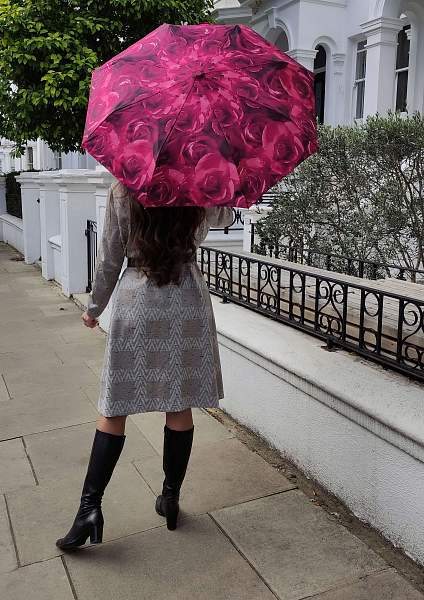 L346-2252 PhotoRoseRed (Красные розы) Зонт женский автомат Fulton Fulton, Артикул: L346-2252 PhotoRoseRed фото №1