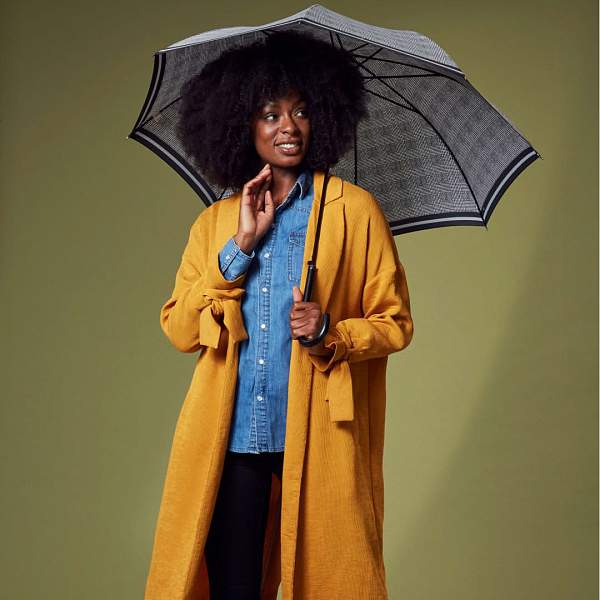 L065-2244 PowStripe (Гусиная лапка) Зонт женский трость автомат Fulton Fulton, Артикул: L065-2244 PowStripe фото №1