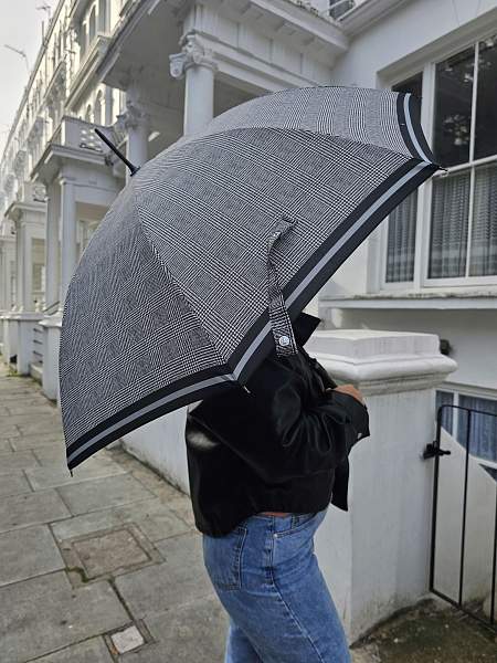 L065-2244 PowStripe (Гусиная лапка) Зонт женский трость автомат Fulton Fulton, Артикул: L065-2244 PowStripe фото №1