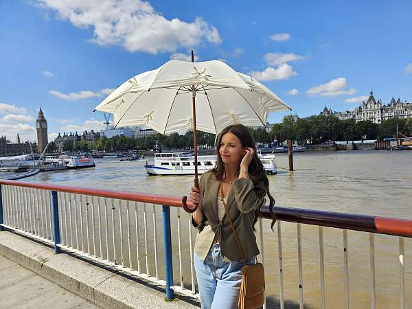 L908-2942 StarCream (Звезда кремовая) Зонт женский трость Fulton Fulton, Артикул: L908-2942 StarCream фото №1