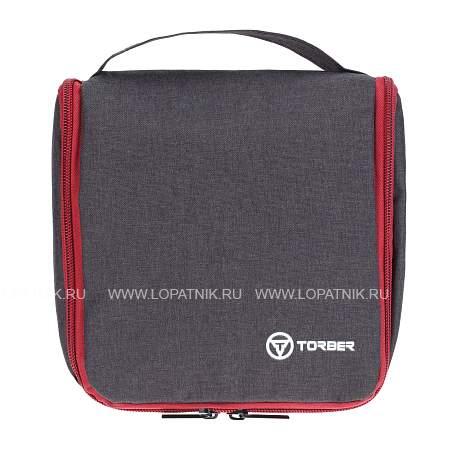несессер torber, дорожный, чёрный/бордовый, полиэстер 300d, 20 х 18 х 8 см t415-brd Torber