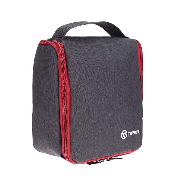 Несессер TORBER, дорожный, чёрный/бордовый, полиэстер 300D, 20 х 18 х 8 см T415-BRD Torber, Артикул: T415-BRD фото №1