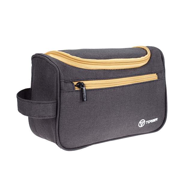 Несессер TORBER, дорожный, чёрный/бежевый, полиэстер 300D, 24 х 16 х 9 см T055-BEI Torber, Артикул: T055-BEI фото №1