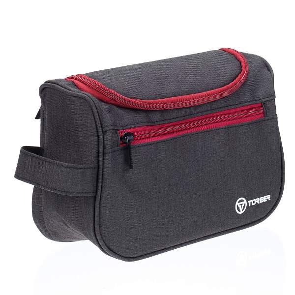 Несессер TORBER, дорожный, чёрный/бордовый, полиэстер 300D, 24 х 16 х 9 см T055-BRD Torber, Артикул: T055-BRD фото №1