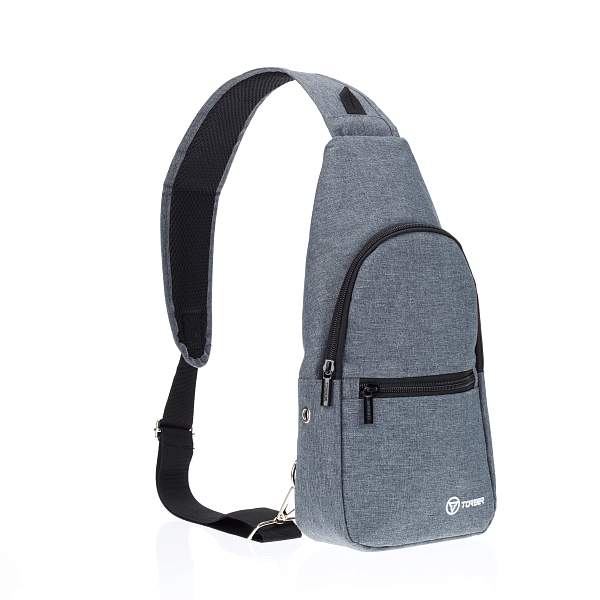 Рюкзак TORBER с одним плечевым ремнем, серый, полиэстер 300D, 33 х 17 х 6 см T062-GRE Torber, Артикул: T062-GRE фото №1