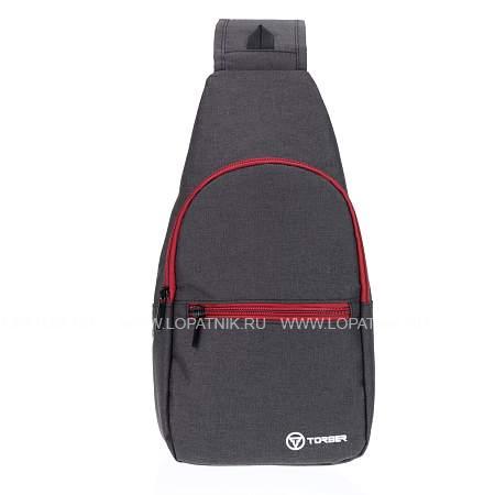 рюкзак torber с одним плечевым ремнем, чёрный/бордовый, полиэстер 300d, 33 х 17 х 6 см t062-brd Torber