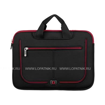 сумка-чехол для ноутбука wenger 13", чёрный с красными элементами, 100% нейлон, 33х24х2 см, 2 л 600674 Wenger