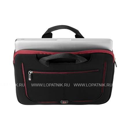 сумка-чехол для ноутбука wenger 13", чёрный с красными элементами, 100% нейлон, 33х24х2 см, 2 л 600674 Wenger