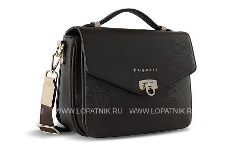 сумка женская bugatti ella, тёмно-коричневая, полиуретан, 29х10х22 см 49663402 BUGATTI