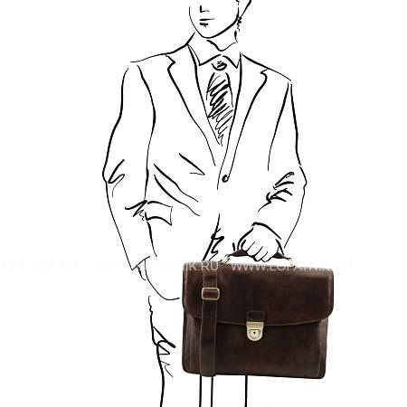кожаный умный портфель для ноутбука alessandria, темно-коричневый Tuscany