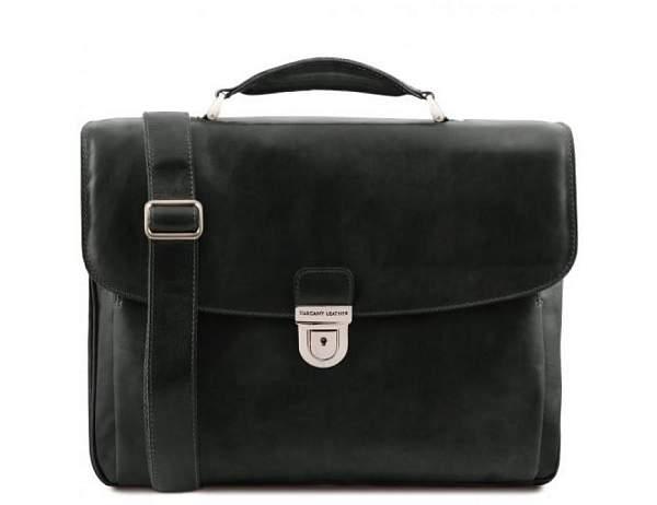 Кожаный умный портфель для ноутбука Alessandria, Черный Tuscany, Артикул: TL142067-1 фото №1