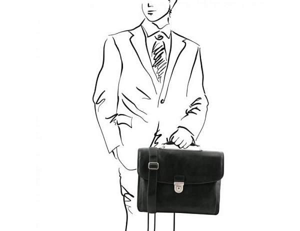 Кожаный умный портфель для ноутбука Alessandria, Черный Tuscany, Артикул: TL142067-1 фото №1