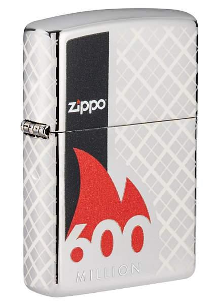 Зажигалка ZIPPO 600 Million с покрытием High Polish Chrome, латунь/сталь, серебристая, 38x13x57 мм 49272 Zippo, Артикул: 49272 фото №1
