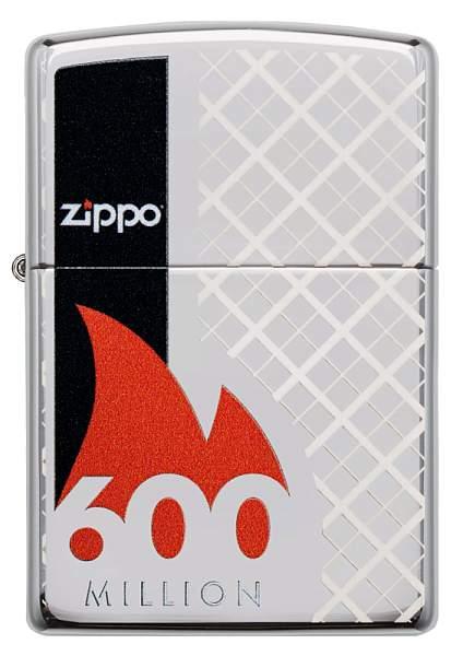 Зажигалка ZIPPO 600 Million с покрытием High Polish Chrome, латунь/сталь, серебристая, 38x13x57 мм 49272 Zippo, Артикул: 49272 фото №1
