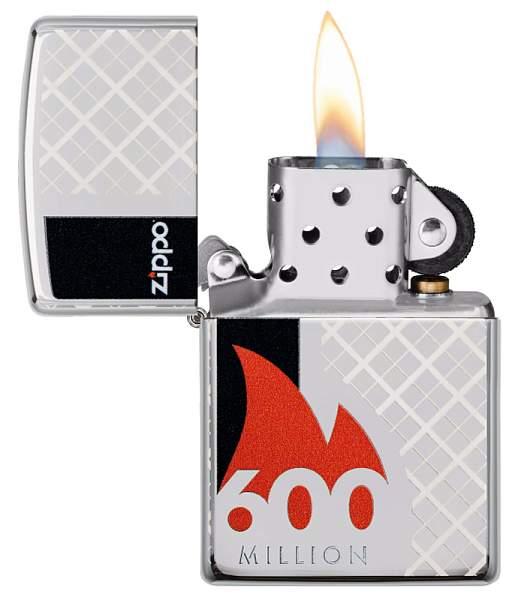 Зажигалка ZIPPO 600 Million с покрытием High Polish Chrome, латунь/сталь, серебристая, 38x13x57 мм 49272 Zippo, Артикул: 49272 фото №1