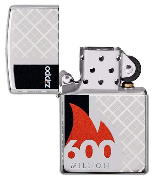 Зажигалка ZIPPO 600 Million с покрытием High Polish Chrome, латунь/сталь, серебристая, 38x13x57 мм 49272 Zippo, Артикул: 49272 фото №1