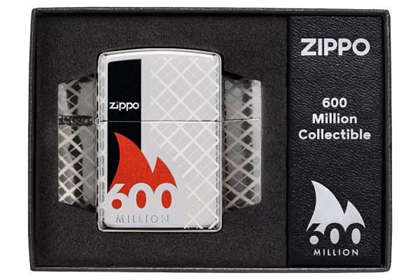 Зажигалка ZIPPO 600 Million с покрытием High Polish Chrome, латунь/сталь, серебристая, 38x13x57 мм 49272 Zippo, Артикул: 49272 фото №1