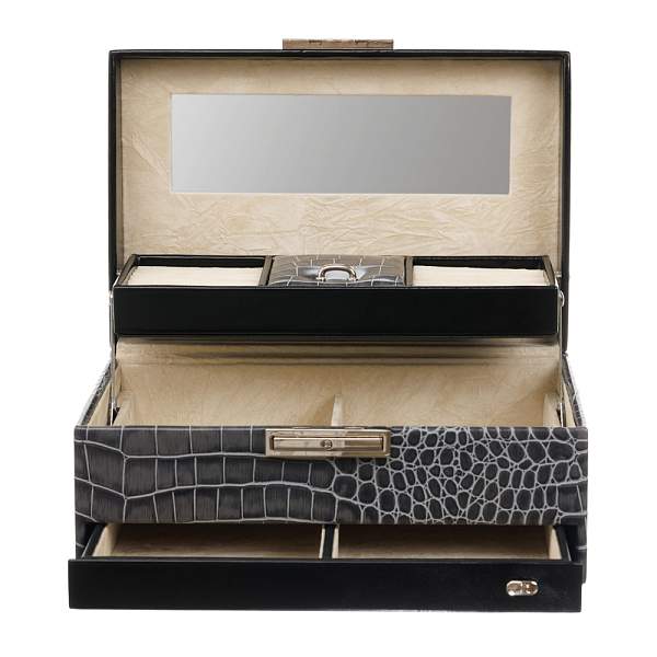 Шкатулка для украшений Jardin D'Ete, цвет антрацит, "рептилия", 24,8 х 16 х 12,5 см P6032 JARDIN D'ETE, Артикул: P6032 фото №1