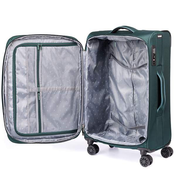 Чемодан TORBER Seyd, тёмно-зелёный, нейлон 600D, 43,5 х 19 х 68 см, 56 л T2021M-Green Torber, Артикул: T2021M-Green фото №1