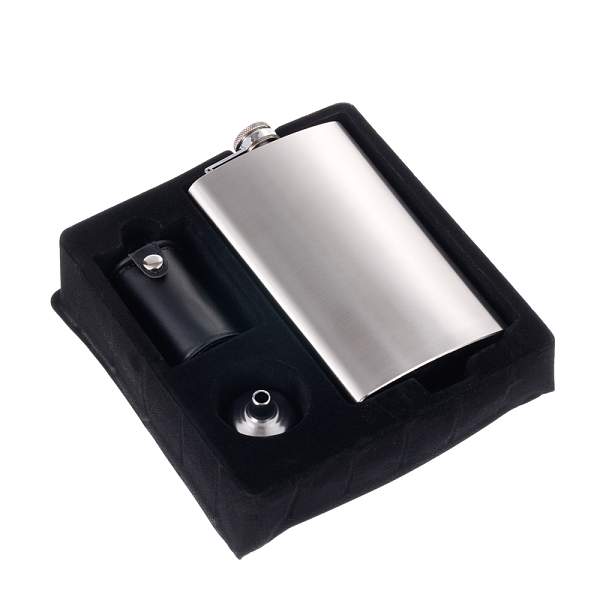 Набор S.Quire фляга серебристая 0,27 л, 4 стопки, воронка из стали, чехол из искусственная кожи FLS013 S.QUIRE, Артикул: FLS013 фото №1