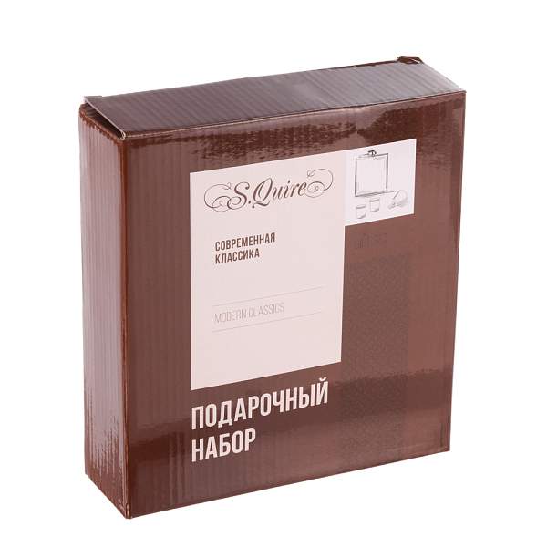 Набор S.Quire фляга серебристая 0,27 л, 4 стопки, воронка из стали, чехол из искусственная кожи FLS013 S.QUIRE, Артикул: FLS013 фото №1