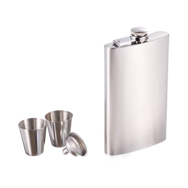 Набор S.Quire фляга 0,27 л, 2 стопки, воронка, сталь, серебристый FLS062 S.QUIRE, Артикул: FLS062 фото №1