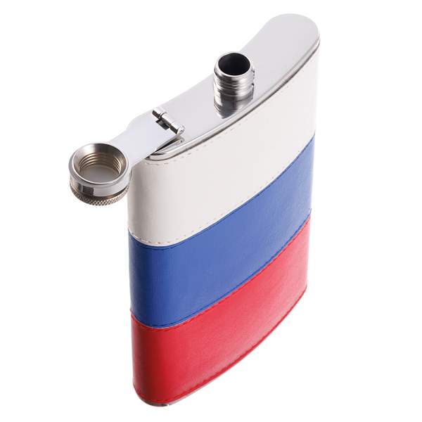 Фляга S.Quire 0,27 л, сталь+искусственная кожа, бело-сине-красная W001RU-9 S.QUIRE, Артикул: W001RU-9 фото №1