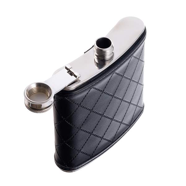 Фляга S.Quire 0,18 л, сталь+искусственная кожа, черная 64W1-6 S.QUIRE, Артикул: 64W1-6 фото №1