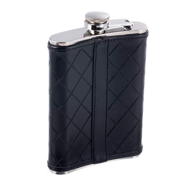 Фляга S.Quire 0,24 л, сталь+искусственная кожа, черная 64W1-8 S.QUIRE, Артикул: 64W1-8 фото №1