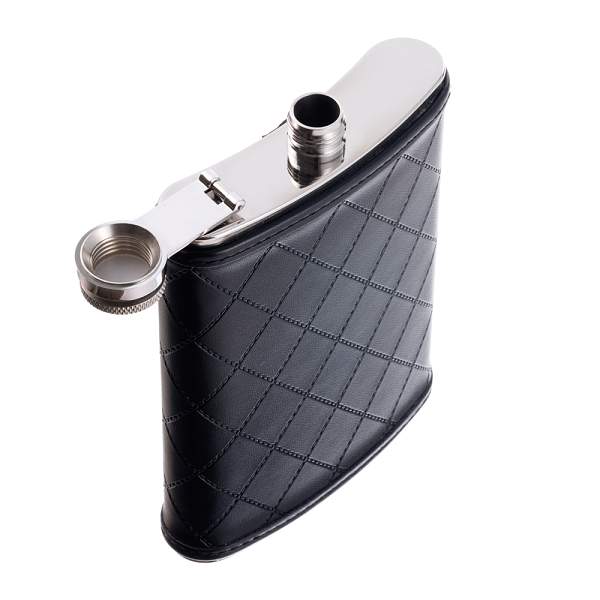 Фляга S.Quire 0,24 л, сталь+искусственная кожа, черная 64W1-8 S.QUIRE, Артикул: 64W1-8 фото №1