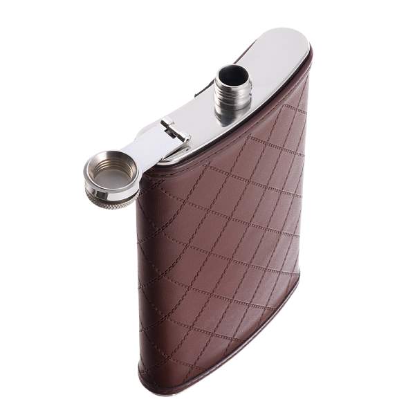 Фляга S.Quire 0,27 л, сталь+искусственная кожа, коричневая 64W2-9 S.QUIRE, Артикул: 64W2-9 фото №1