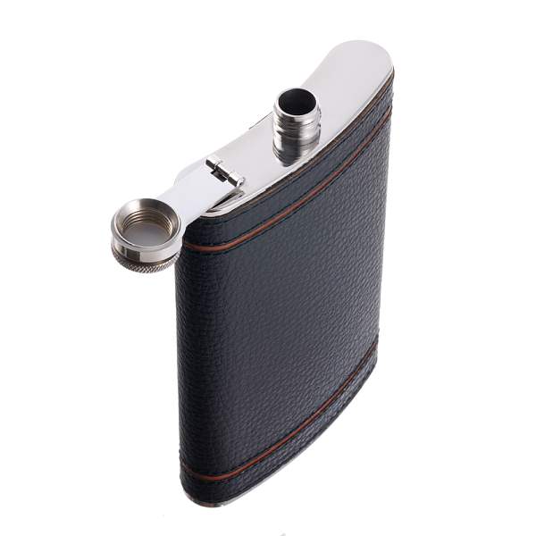 Фляга S.Quire 0,27 л, сталь+искусственная кожа, черно-коричневая W125-9 S.QUIRE, Артикул: W125-9 фото №1