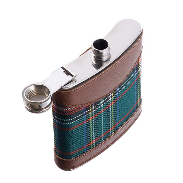Фляга S.Quire 0,18 л, сталь+искусственная кожа, коричневая с шотландской клеткой W201-6 S.QUIRE, Артикул: W201-6 фото №1