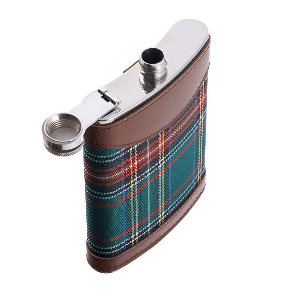 Фляга S.Quire 0,24 л, сталь+искусственная кожа, коричневая с шотландской клеткой W201-8 S.QUIRE, Артикул: W201-8 фото №1