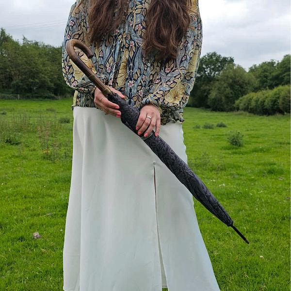 L936-4365 StrawberryThiefGraphite (Графит) Зонт женский Morris Co Fulton Fulton, Артикул: L936-4365 StrawberryThiefGraphite фото №1