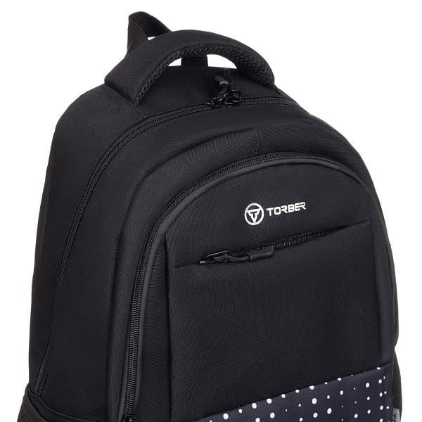 Рюкзак TORBER CLASS X, черный с орнаментом, полиэстер 900D, 45 x 30 x 18 см + Мешок для обуви! T2602-23-BLK-W Torber, Артикул: T2602-23-BLK-W фото №1