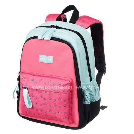 рюкзак torber class x mini, розовый/зелёный с орнаментом, полиэстер 900d + мешок для обуви в подарок t1801-23-pin Torber