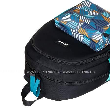 рюкзак torber class x mini, чёрный/бирюзовый с орнаментом, полиэстер 900d + мешок для обуви в подаро t1801-23-bl-b Torber
