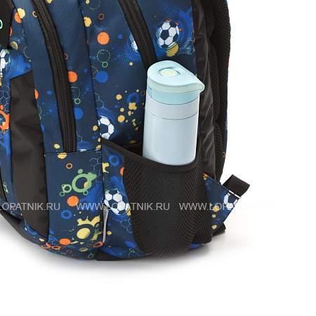 рюкзак torber class x, черно-синий с рисунком "мячики", полиэстер, 45 x 32 x 16 см + пенал в подарок t5220-blk-blu-p Torber