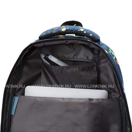 рюкзак torber class x, черно-синий с рисунком "мячики", полиэстер, 45 x 32 x 16 см + пенал в подарок t5220-blk-blu-p Torber