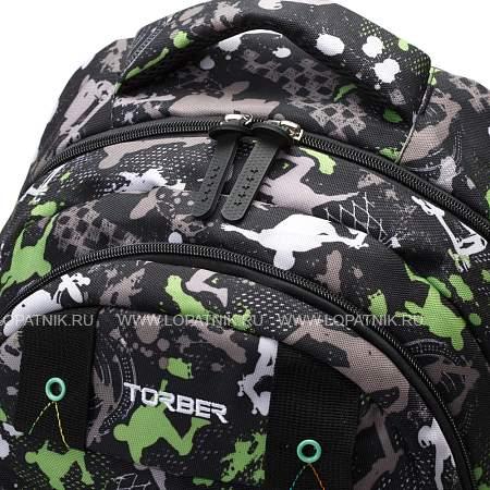 рюкзак torber class x, черно-серый с рисунком "скейтбордисты", полиэстер, 45x32x16см + пенал в подар t5220-blk-gre-p Torber
