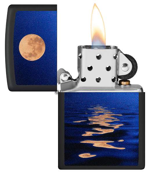 Зажигалка ZIPPO Moon Sunset с покрытием Black Light, латунь/сталь, чёрная, матовая, 38x13x57 мм 49810 Zippo, Артикул: 49810 фото №1